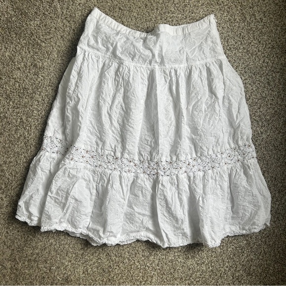 Tommy Hilfiger White Midi Skirt Casual Vacation Neutral Beach Greece Classic 12 - Picture 1 of 7